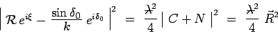 \begin{displaymath}\begin{array}{\vert c\vert}\mathcal{R}\,e^{i\xi}-\scalebox{1....
...rray}^{\,2} ~=~
\frac{\lambda^2\hspace{-.41cm}-\,}{4}~\vec{R}^2\end{displaymath}