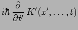 $\displaystyle i\hbar\,\frac{\partial}{\partial t^\prime}\,K^\prime(x^\prime,\ldots,t)$