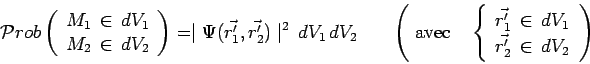 \begin{displaymath}\mathcal{P}rob\left(
\begin{array}{c}
M_1\,\in\,dV_1\\
M_2\,...
..._1\\
\vec{r^\prime_2}\,\in\,dV_2\\
\end{array}\right.
\right)\end{displaymath}