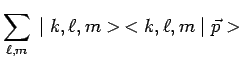 $\displaystyle \sum_{\ell,m}\,\mid k,\ell,m>\,<k,\ell,m\mid
\vec{p}>$