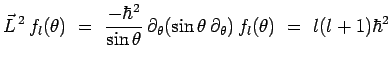 $\displaystyle \vec{L}^{\,2}\,f_l(\theta) ~=~
\frac{-\hbar^2}{\sin\theta}\,\partial_\theta(\sin\theta\,\partial_\theta)\,f_l(\theta)
~=~ l(l+1)\hbar^2$