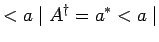 $\displaystyle <a\mid A^\dagger=a^*<a\mid$