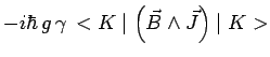 $\displaystyle -i\hbar\,g\,\gamma\,<K\mid
\left(\vec{B}\wedge\vec{J}\right)\mid K>$