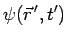 $\displaystyle \psi(\vec{r}^{\,\prime},t^\prime)$