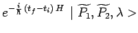 $\displaystyle e^{-\frac{i}{\hbar}\,(t_f-t_i)\,H}\,\mid\widetilde{P_1},\widetilde{P_2},\lambda>$