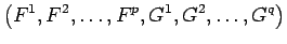 $\displaystyle \left(F^1,F^2,\ldots,F^p,G^1,G^2,\ldots,G^q\right)$