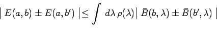 \begin{displaymath}\begin{array}{\vert c\vert} E(a,b)\pm E(a,b^\prime) \end{arra...
...rt} \bar{B}(b,\lambda)\pm \bar{B}(b^\prime,\lambda) \end{array}\end{displaymath}