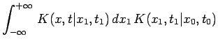 $\displaystyle \int_{-\infty}^{+\infty}\,K(x,t\vert x_1,t_1)\,dx_1\,K(x_1,t_1\vert x_0,t_0)$